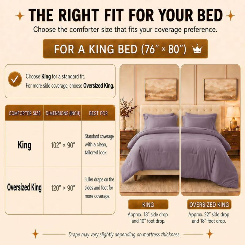 Juego de ropa de cama CozyLux King 7 piezas Morado Polvoriento
