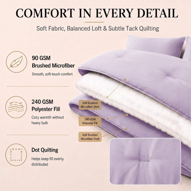 Juego de cama CozyLux Queen 7 piezas Lavanda