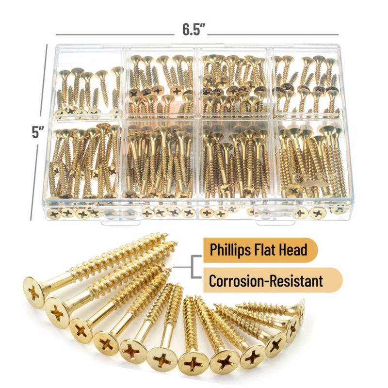 Tornillos para madera Mr. Pen 152 uds cabeza plana Phillips acabado dorado