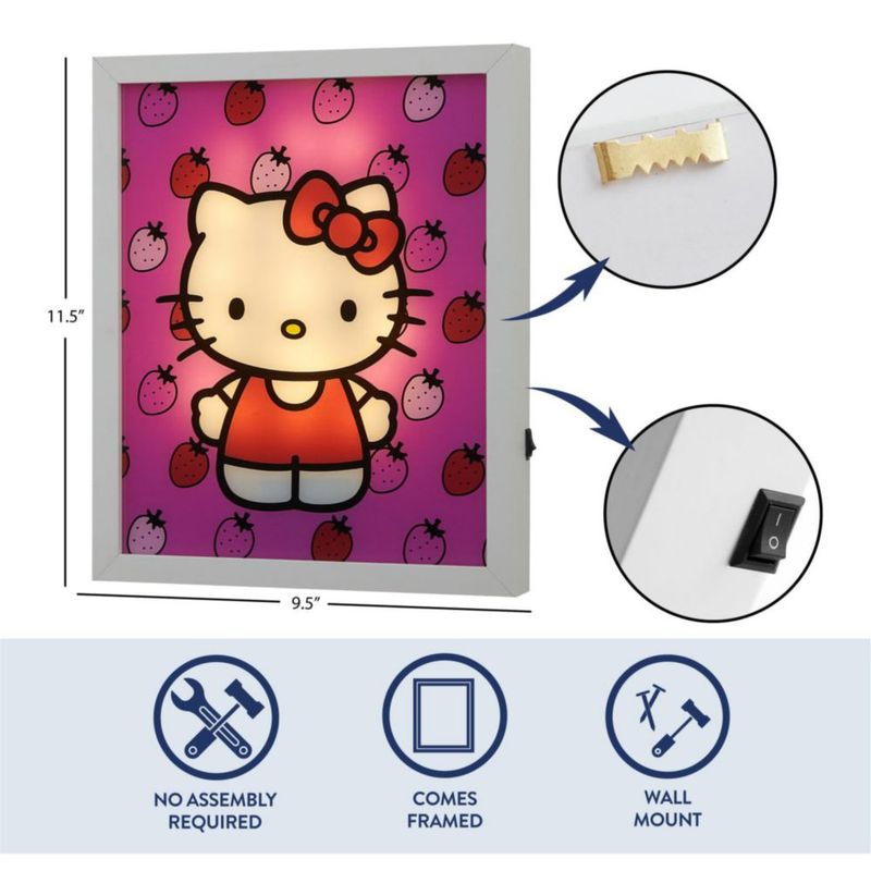Panel de Arte de Pared Idea Nuova 29 × 24 cm Hello Kitty LED Iluminado