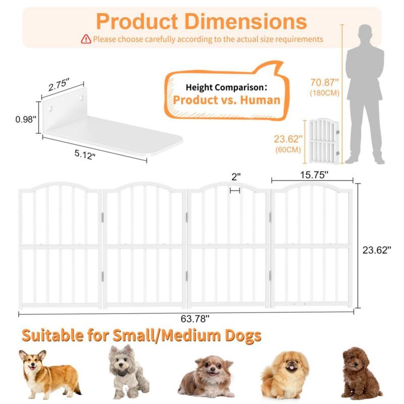 Puerta para perros Snughome 60 cm plegable de 4 paneles blanca