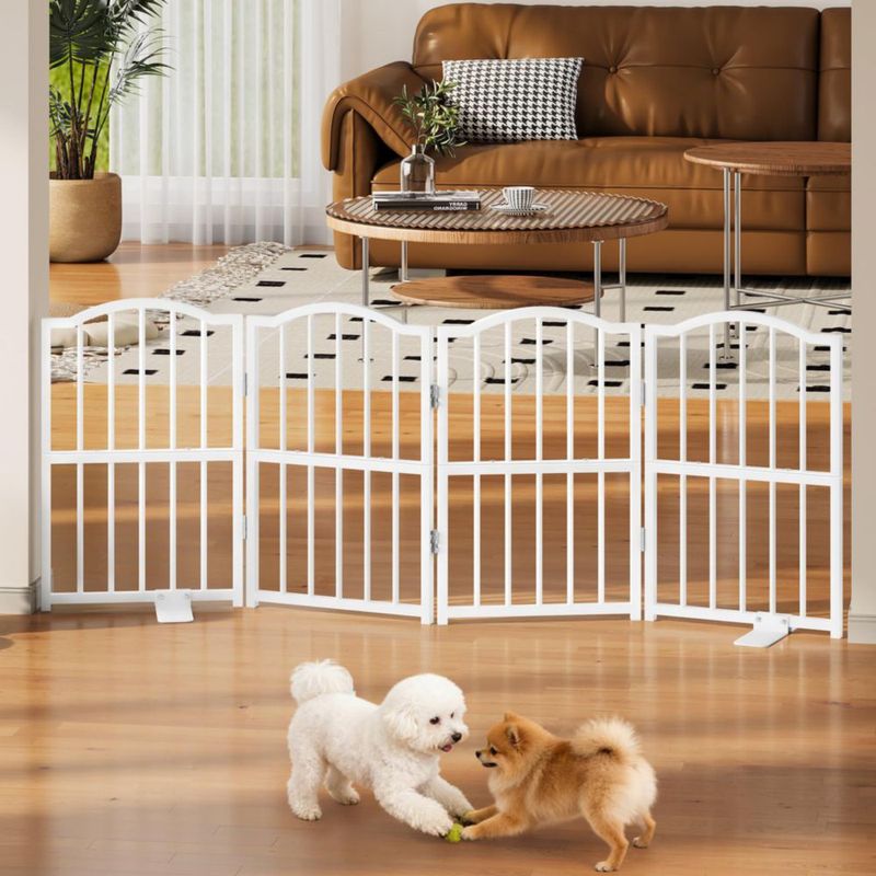 Puerta para perros Snughome 60 cm plegable de 4 paneles blanca