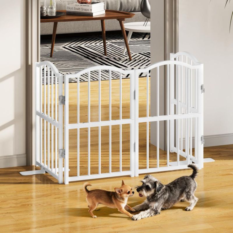 Puerta para perros Snughome 60 cm plegable de 4 paneles blanca