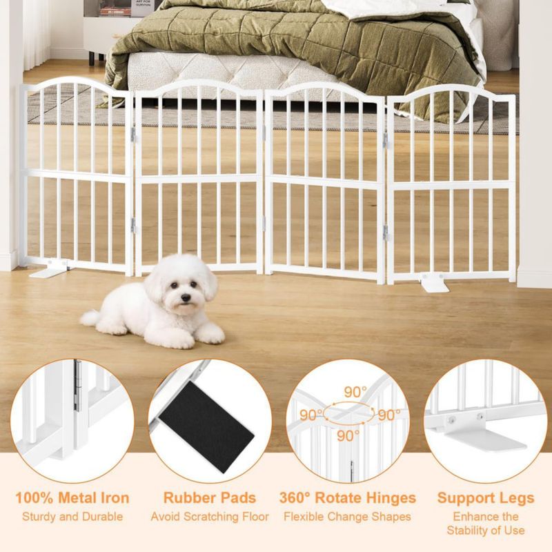 Puerta para perros Snughome 60 cm plegable de 4 paneles blanca