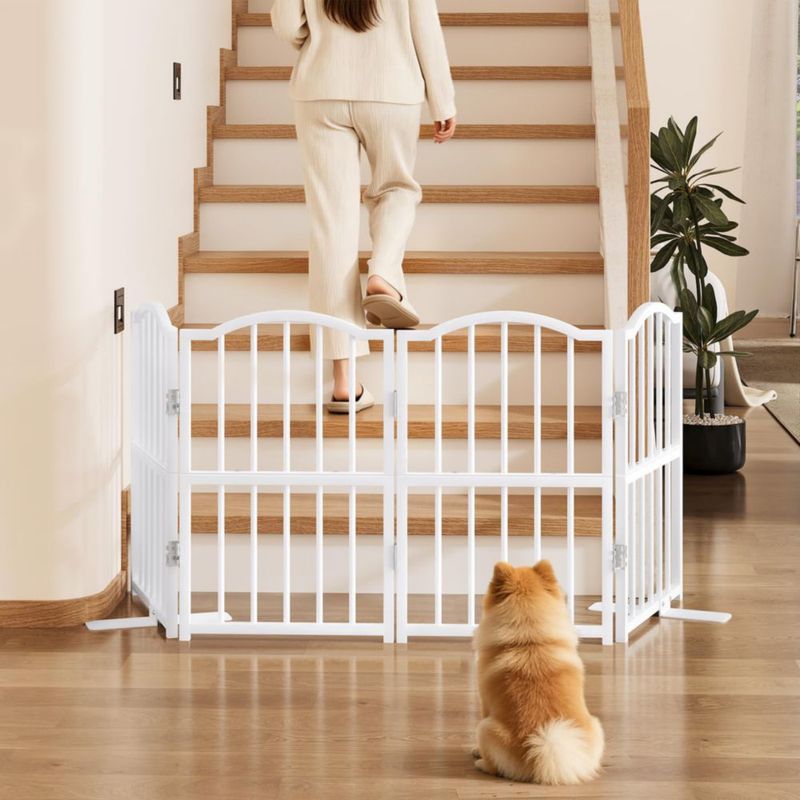 Puerta para perros Snughome 60 cm plegable de 4 paneles blanca