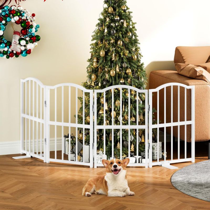 Puerta para perros Snughome 60 cm plegable de 4 paneles blanca