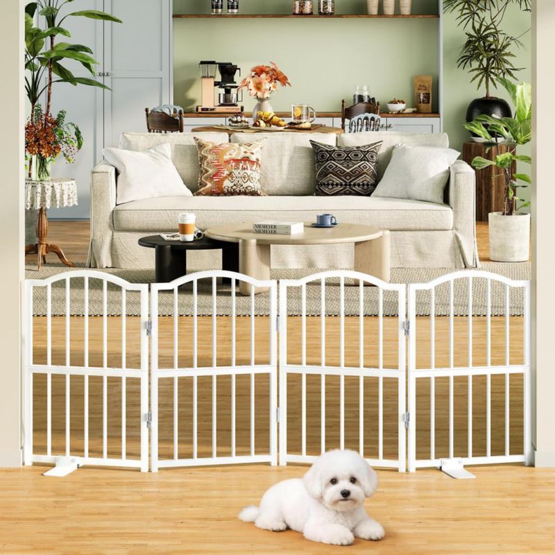 Puerta para perros Snughome 60 cm plegable de 4 paneles blanca
