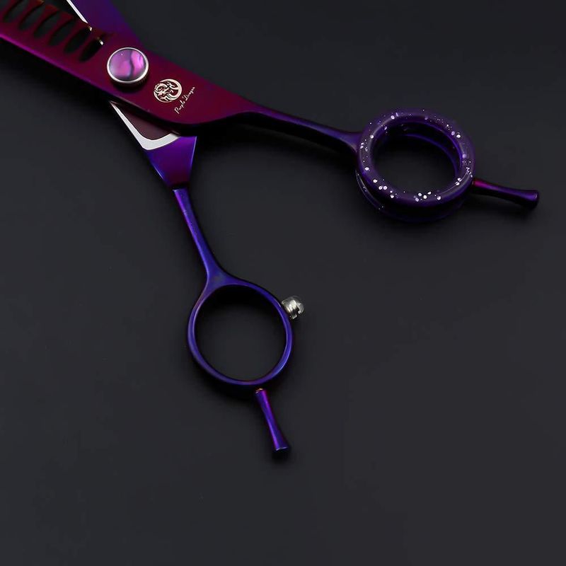 Tijeras Purple Dragon moradas de 18 cm curvatura descendente acero