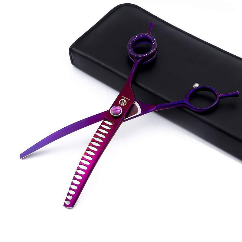 Tijeras Purple Dragon moradas de 18 cm curvatura descendente acero