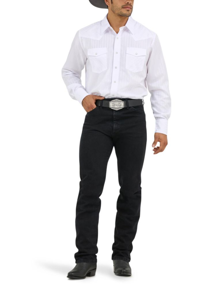 CAMISA Wrangler Hombre Manga Larga con Botones a Presión Blanca Talla Grande