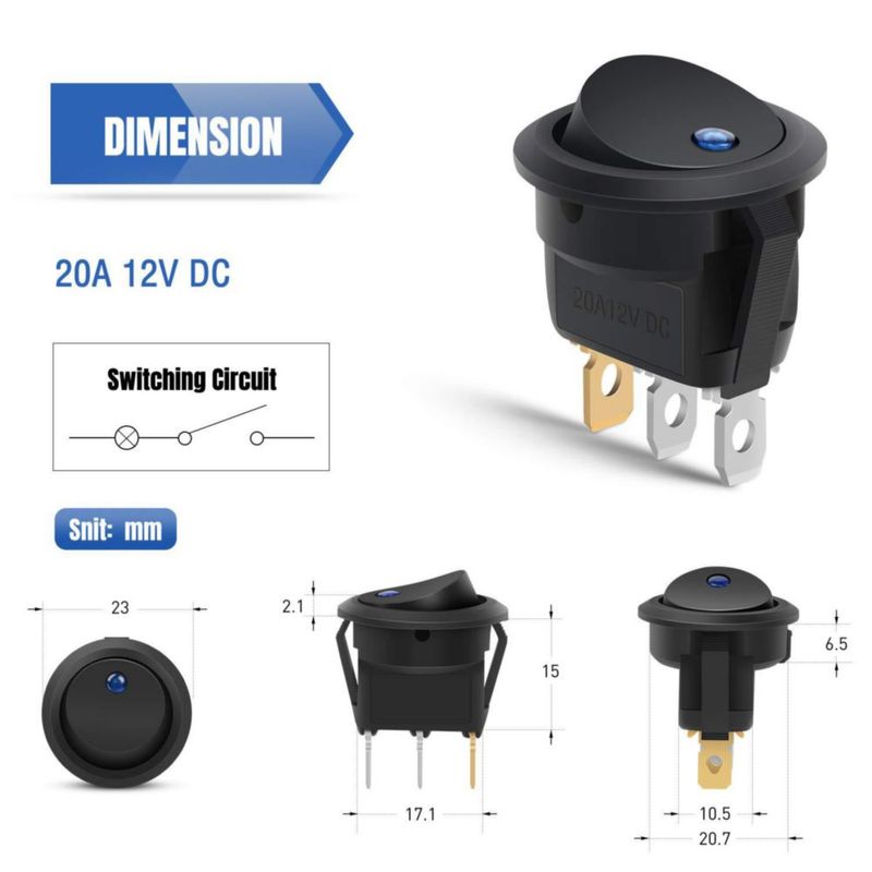 Interruptor eléctrico Nilight 12V 12 piezas LED azul