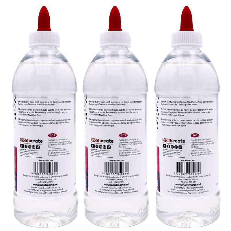 Pegamento para Manualidades Mont Marte 500 g Pack de 3 Transparente PVA