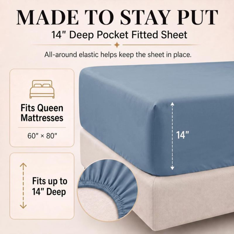 Juego de ropa de cama CozyLux Queen 7 piezas – Azul Polvoriento