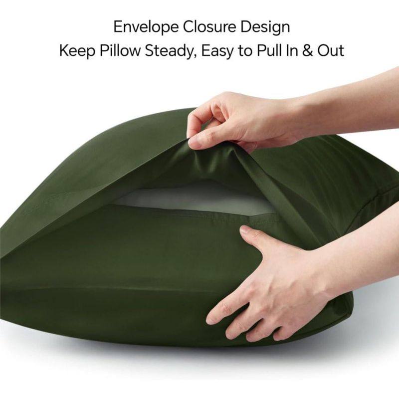 Funda de almohada BEDELITE King 51 cm Rayón de bambú Verde oliva