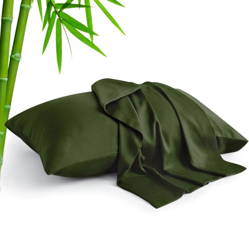 Funda de almohada BEDELITE King 51 cm Rayón de bambú Verde oliva