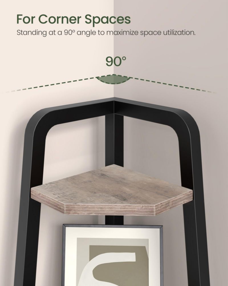 Estantería de esquina CHOEZON 150 cm 5 niveles Greige y negro