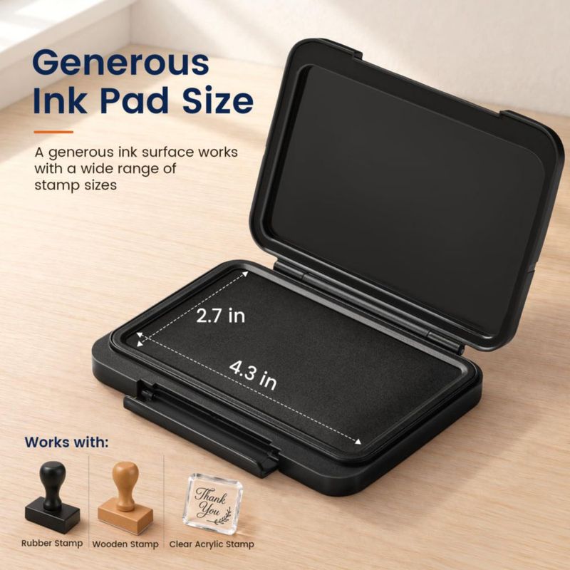 Almohadilla de tinta Sooez 11 cm × 7 cm con pestillo – tinta negra