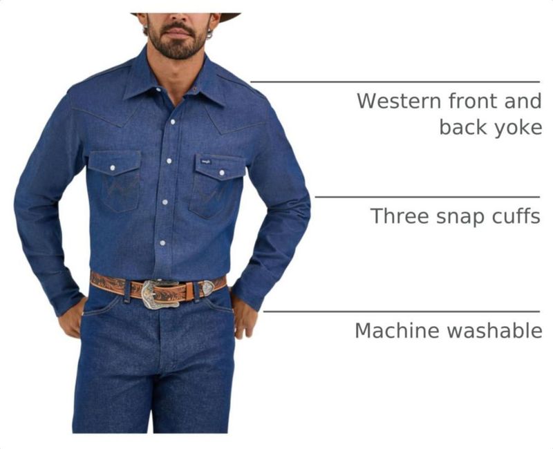 Camisa Wrangler Corte Vaquero Índigo XL Alta