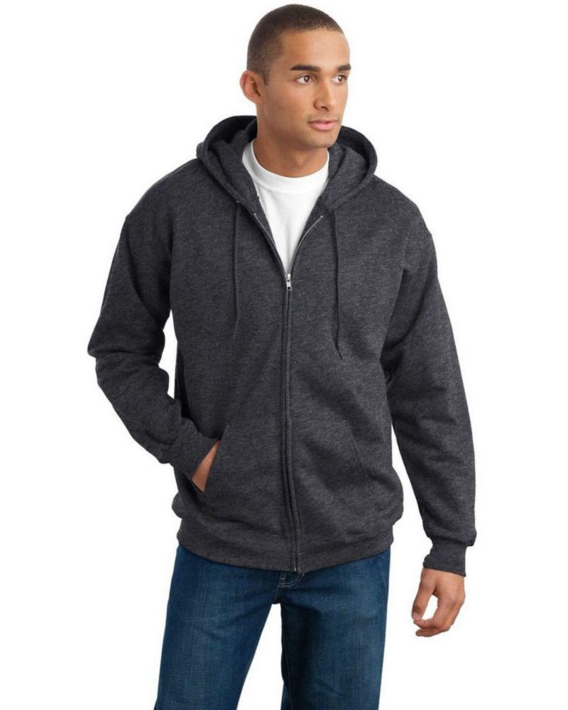 Sudadera con capucha Hanes de cremallera completa talla grande gris carbón