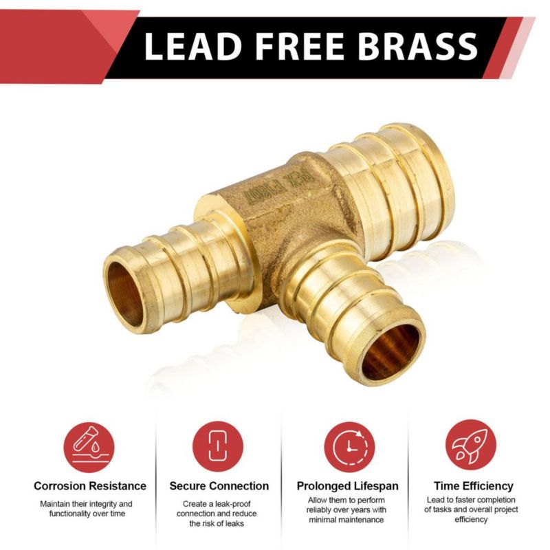 Conector en T reductor PEX EFIELD 3/4" x 1/2" x 1/2" Pack de 10 en latón