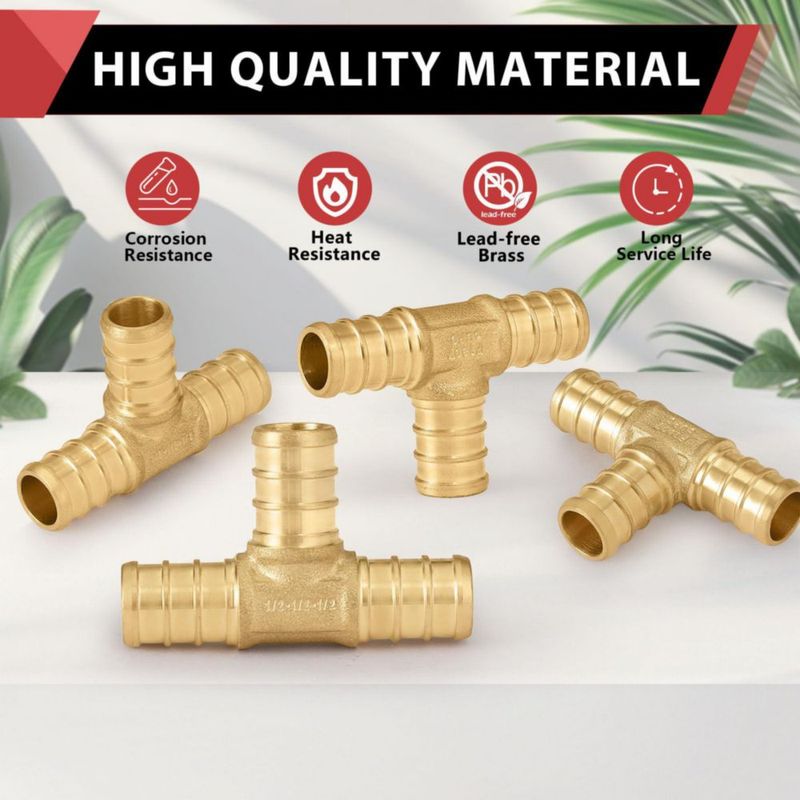 Conector en T reductor PEX EFIELD 3/4" x 1/2" x 1/2" Pack de 10 en latón