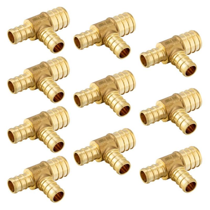 Conector en T reductor PEX EFIELD 3/4" x 1/2" x 1/2" Pack de 10 en latón