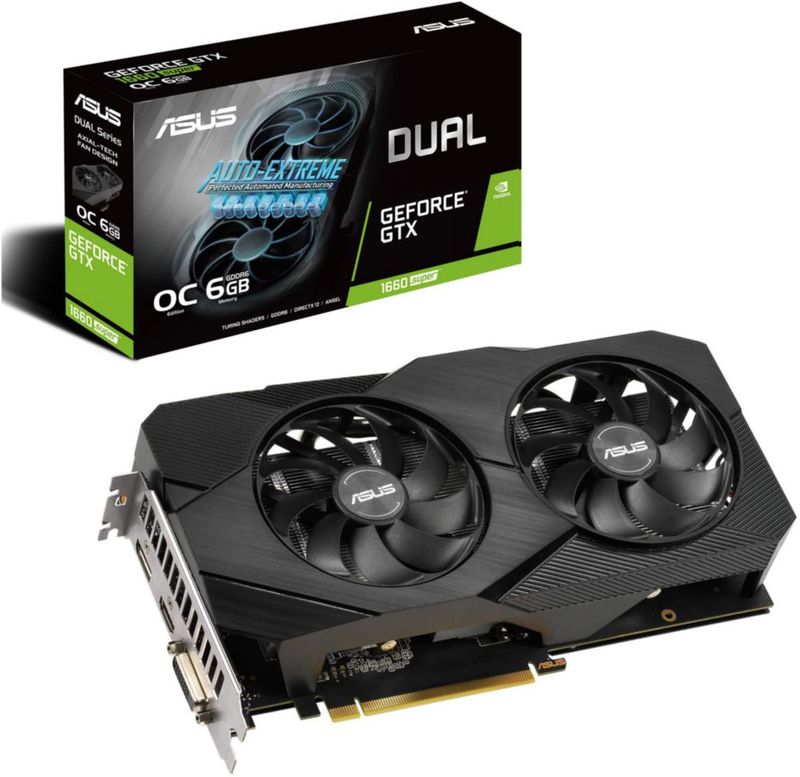 Tarjeta gráfica ASUS GTX 1660 Super overclockeada 6 GB de doble ventilador