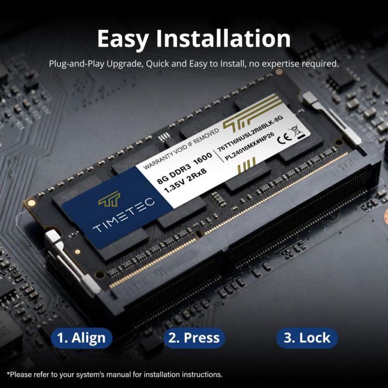 Memoria RAM Timetec 8 GB DDR3L 1600 MHz CL11 SODIMM