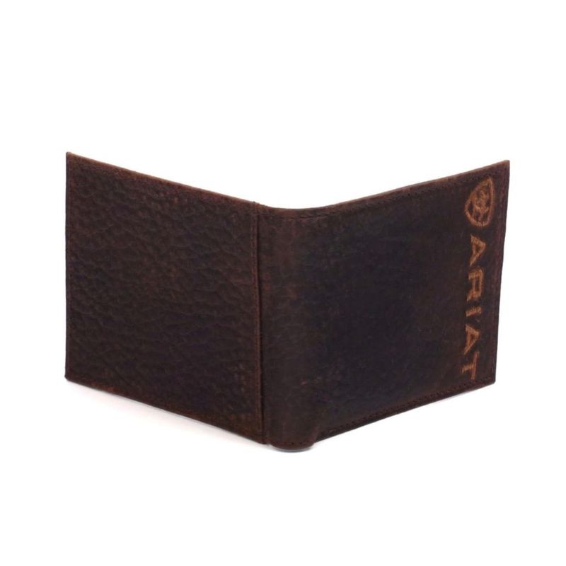 Cartera ARIAT de cuero de toro marrón oscuro con logo