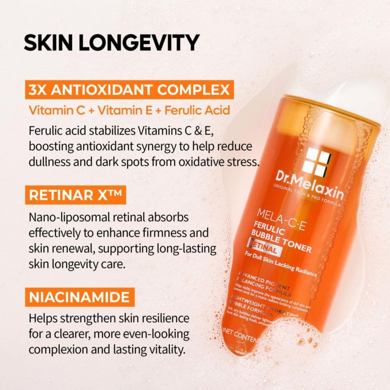 Tónico Burbuja Dr. Melaxin 150 ml Esencia Hidratante con Retinal
