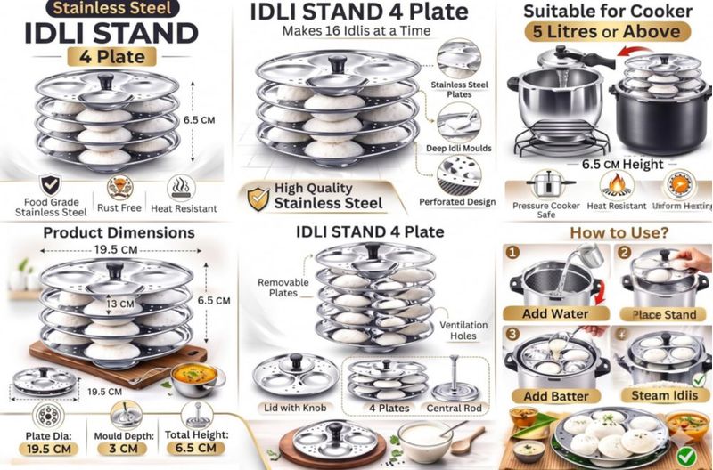 Fabricante de Idlis PRISME de 4 niveles – Capacidad para 16 Idlis