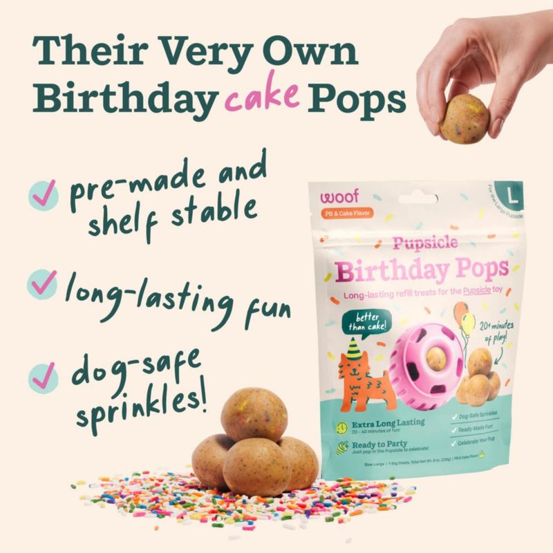 Pupsicle WOOF XL Rosa + Pack de Pops de Cumpleaños
