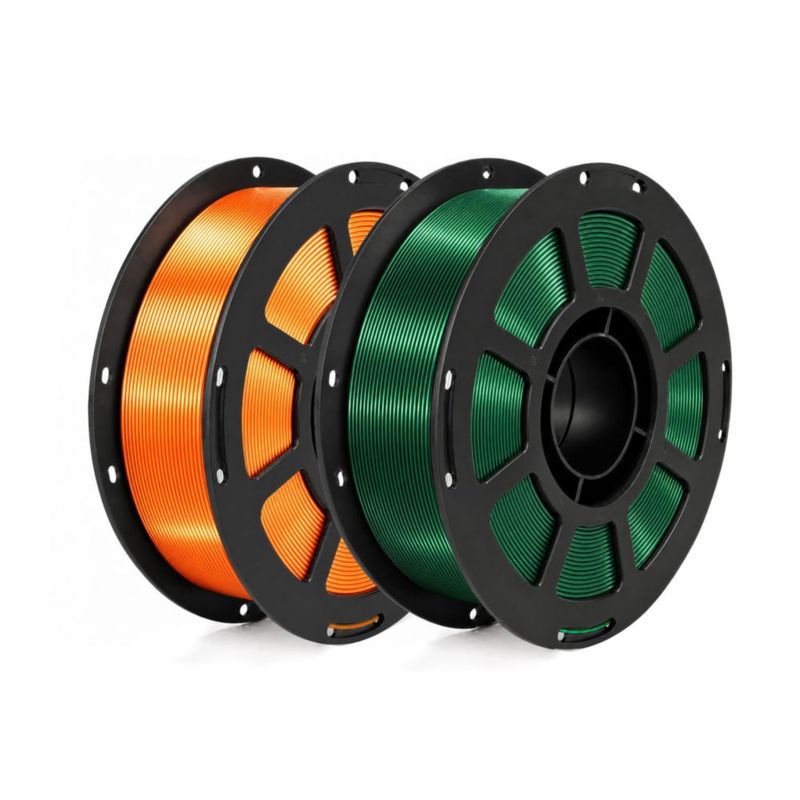 Filamento 3D Miailuy 175 mm 2 kg Naranja Seda + Verde Navidad