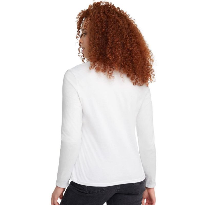 Camiseta Hanes de manga larga blanca talla mediana de algodón