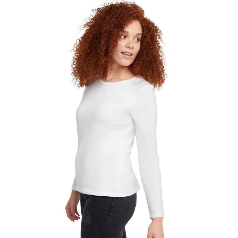 Camiseta Hanes de manga larga blanca talla mediana de algodón