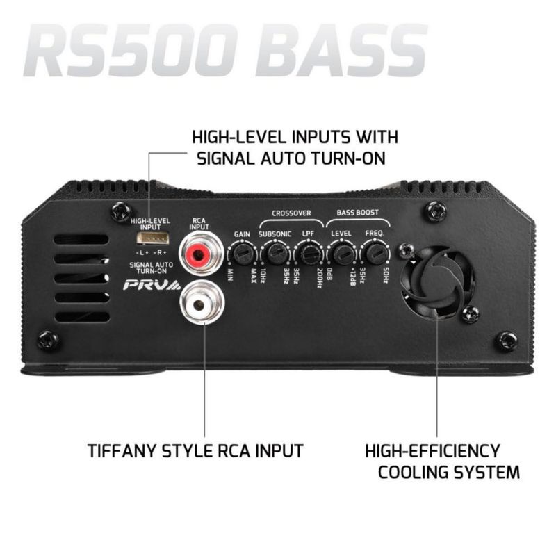 Amplificador PRV AUDIO RS500 500 W 1 Ω 12 V Monobloque