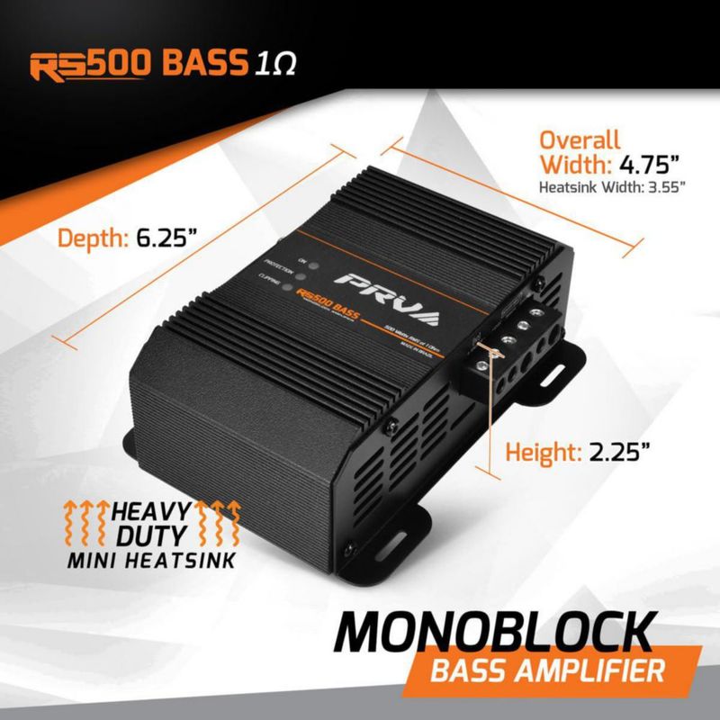 Amplificador PRV AUDIO RS500 500 W 1 Ω 12 V Monobloque
