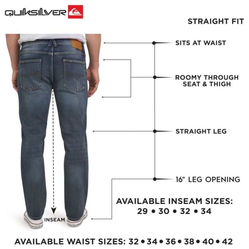 Jeans Quiksilver Gershwin 86 cm de cintura x 76 cm de entrepierna Corte Recto