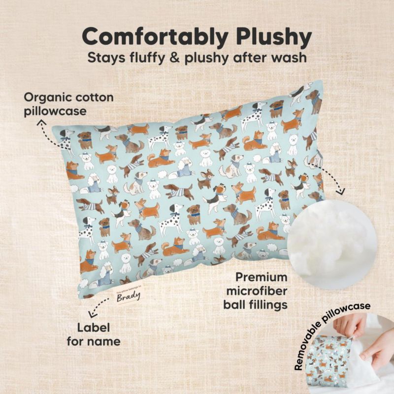 Almohada KeaBabies 23 x 33 cm con estampado de perros y funda