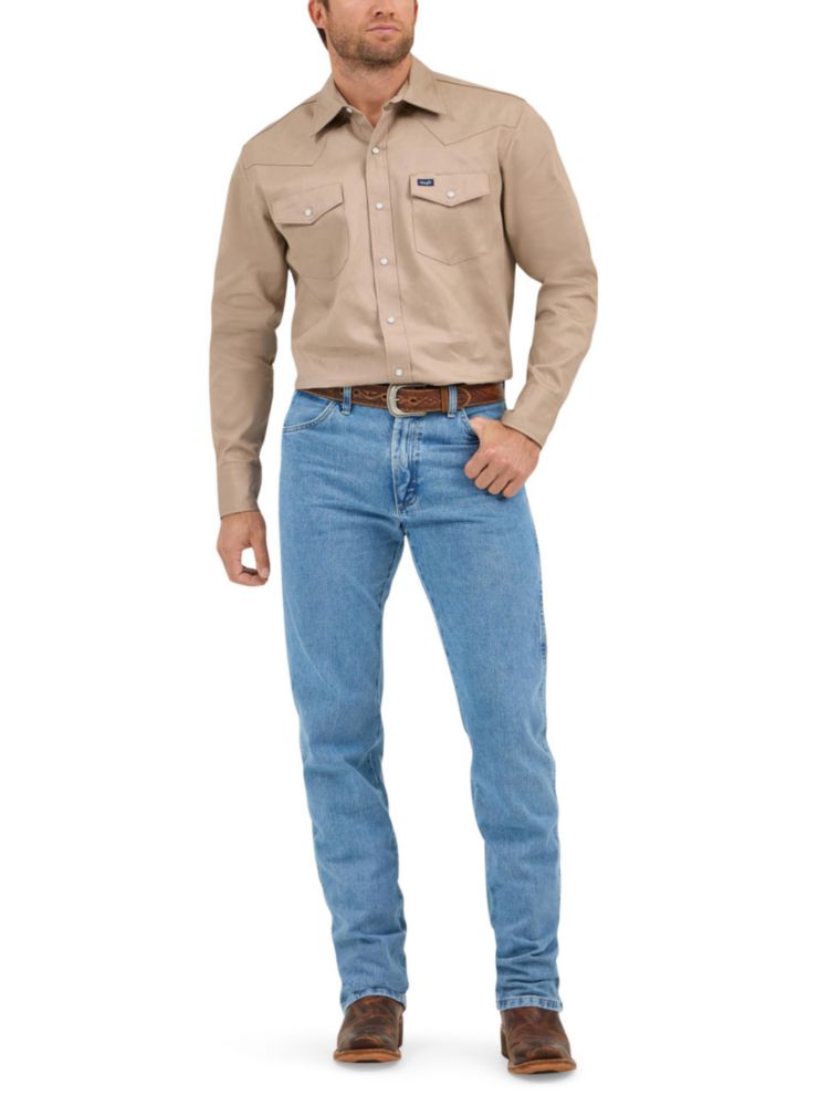 CAMISA Wrangler Corte Vaquero XXL Caqui con Botones a Presión