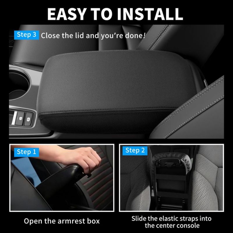 Cubierta de Reposabrazos Asgohme para Honda Civic 2012-2015 de Cuero Negro