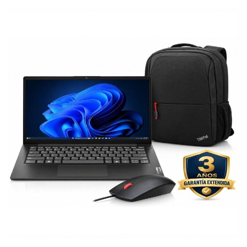 Laptop Lenovo V14 G5 14 FHD Intel Core i3 8GB 512GB SSD Windows 11 + Mochila B210 Mouse Audifonos y Garantia extendida 3 Años