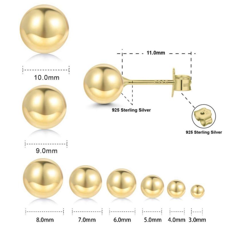 Pendiente CUTEFEEL de 10 mm con chapado de oro 18K sobre plata de ley