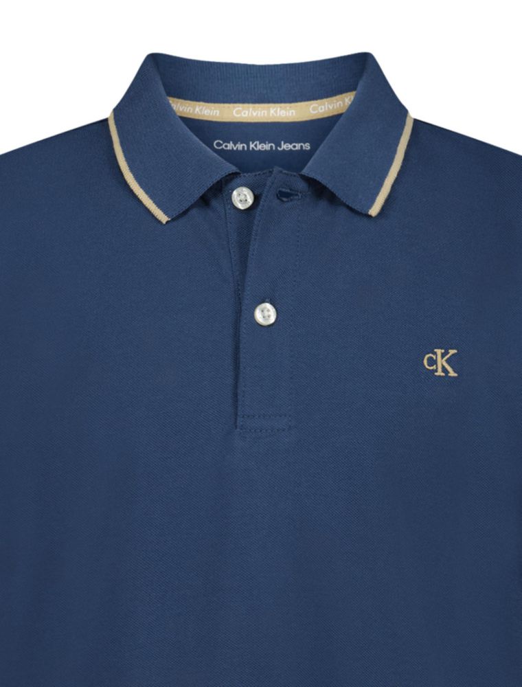 Polo Calvin Klein 10-12 azul insignia de algodón