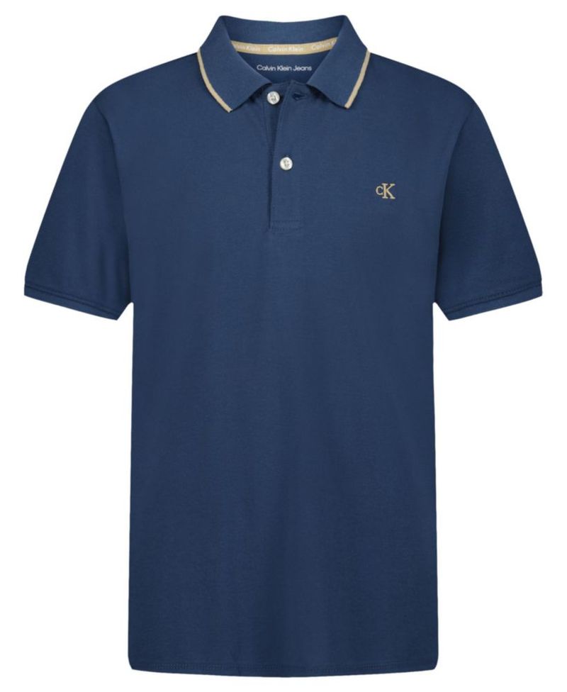 Polo Calvin Klein 10-12 azul insignia de algodón