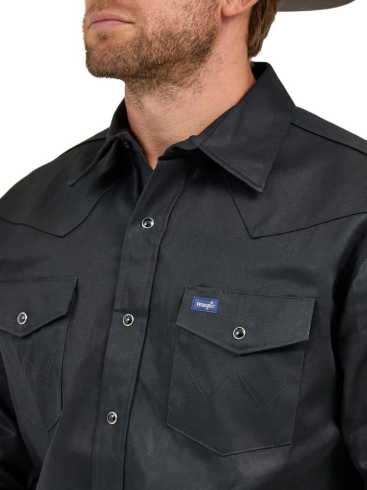 Camisa Wrangler Corte Vaquero 3X Negra Acabado Firme