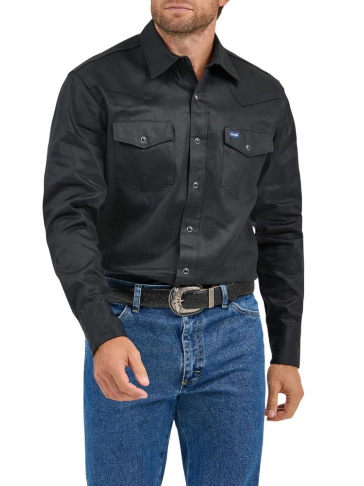 Camisa Wrangler Corte Vaquero 3X Negra Acabado Firme