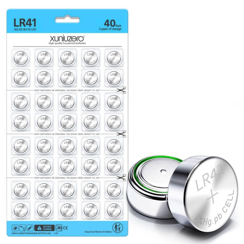 Batería de botón LR41 XUNIUZERO 15 V (paquete de 40)