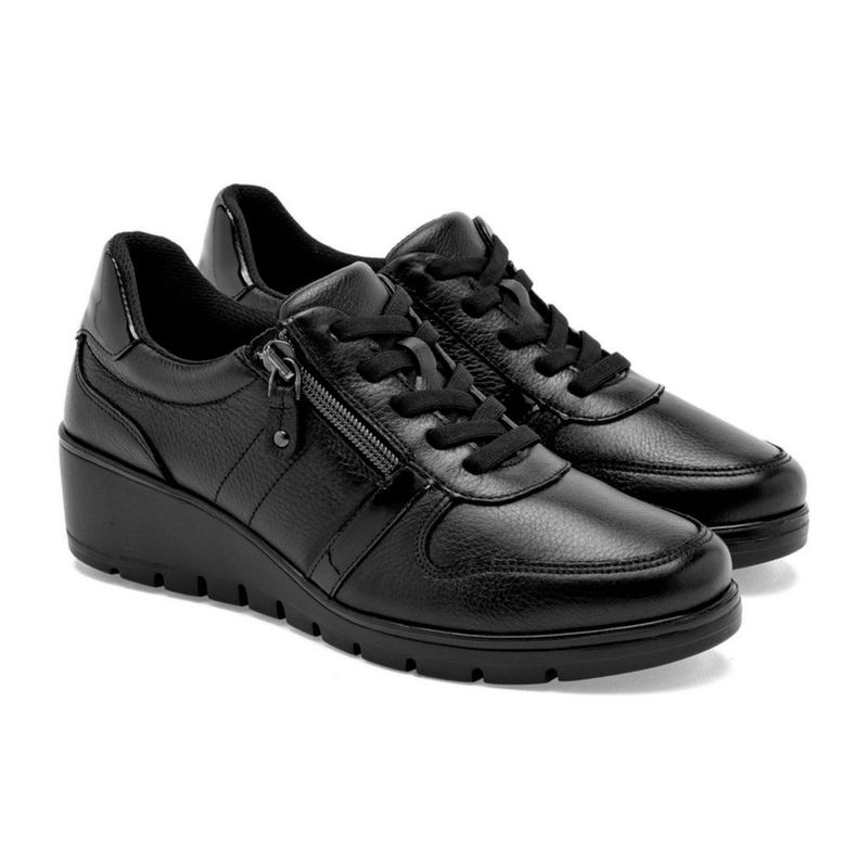 CASUAL CUNA Y PLATAFORMA CERRADO FLEXI 104836 NEGRO TACON 4 cm Piel