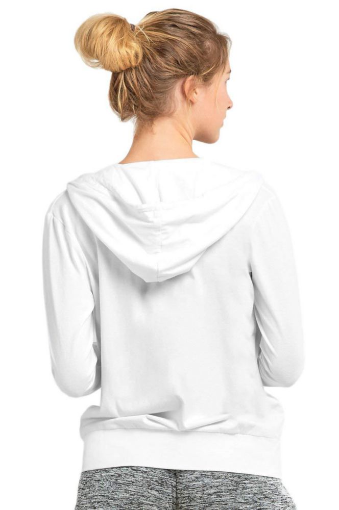 Sudadera con capucha Sofra L blanca de algodón delgado con cremallera